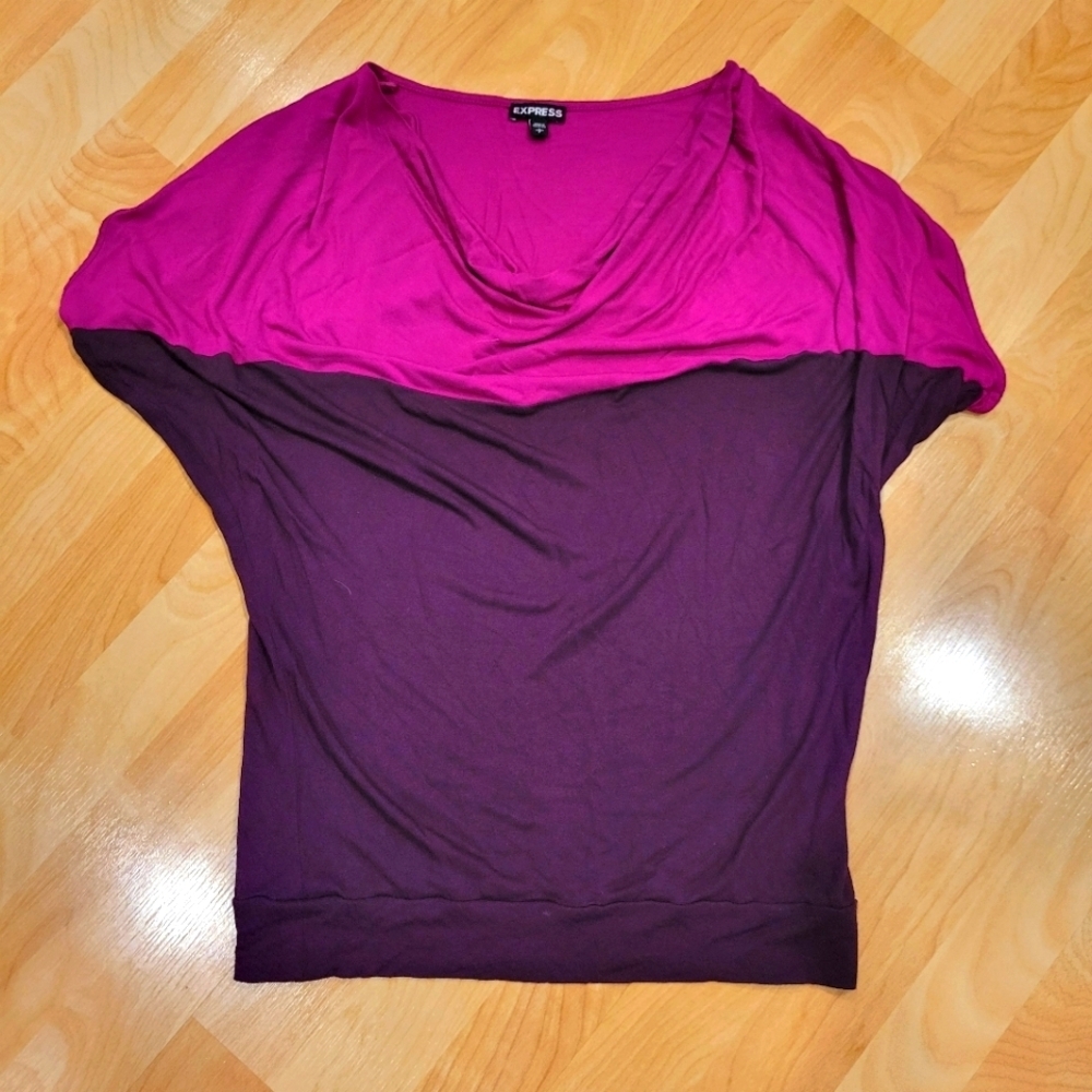 Express Color Block Short Sleeve Top Size Small - Picture 3 of 6